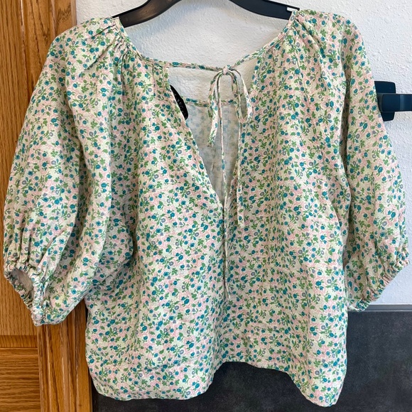 Hunter Bell Vintage Floral Claudia Puff Sleeve Top Blouse Shirt Size Medium - Picture 12 of 12